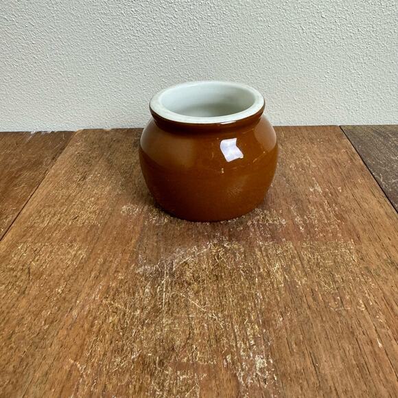 Hall China #461 Brown Boston Bean Pot No Cover Shelf Decor Change Vanity Jar - Picture 3 of 7